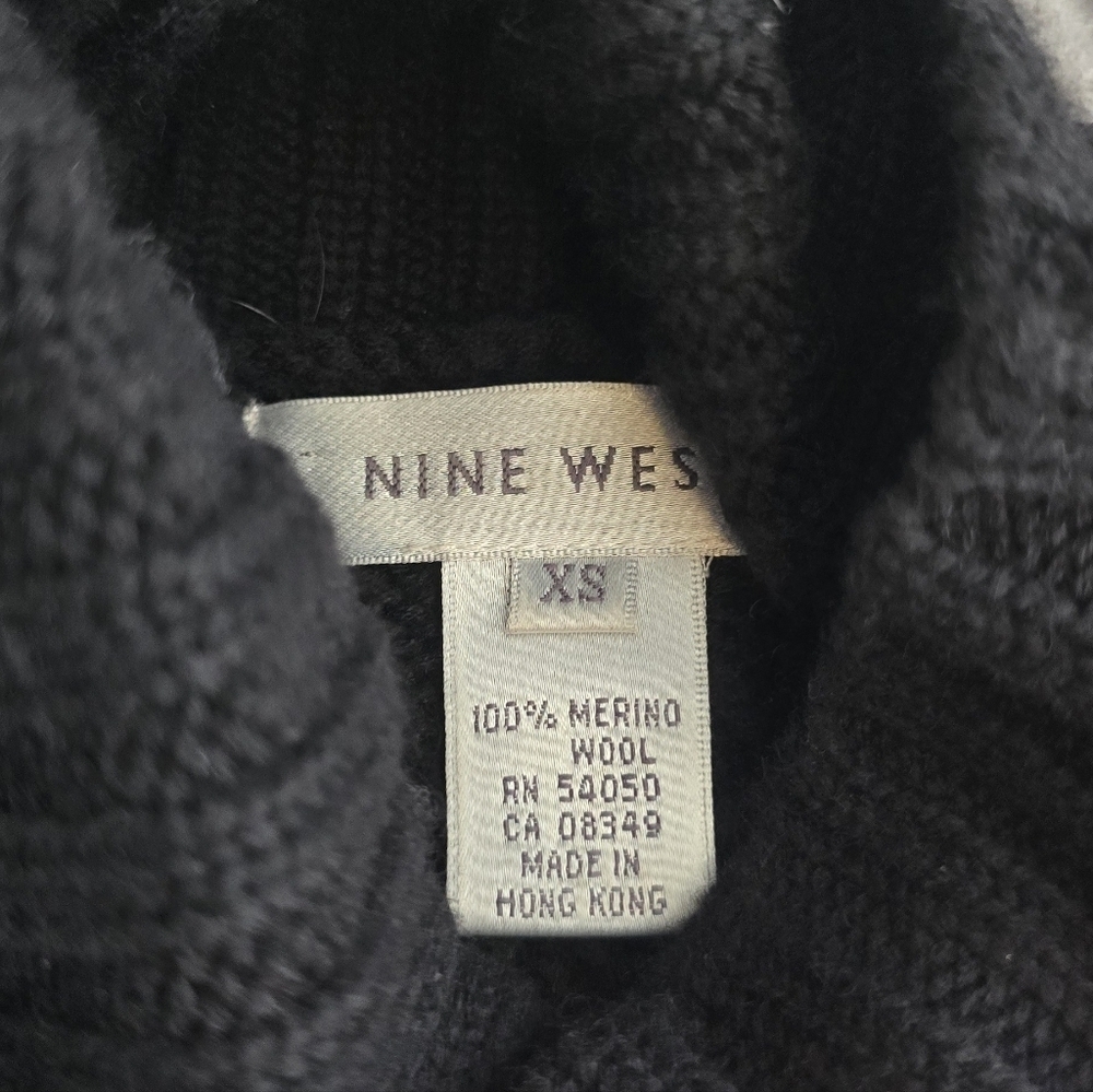 Nine West Turtle Neck sweater dress Black Sleeveless 100% Merino Wool Womens Xs - Picture 4 of 9